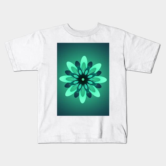 Green Flower Elegant Kids T-Shirt by Shop Ovov